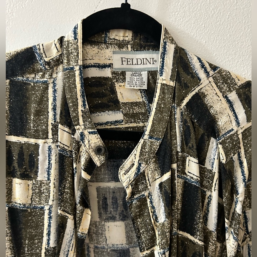 Linen Block Pattern Button Down Shirt. Great For … - image 3